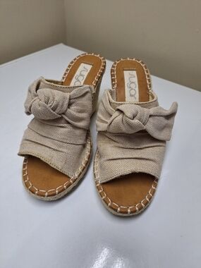 Women's Natural Knotted Espadrille Slide Sandals